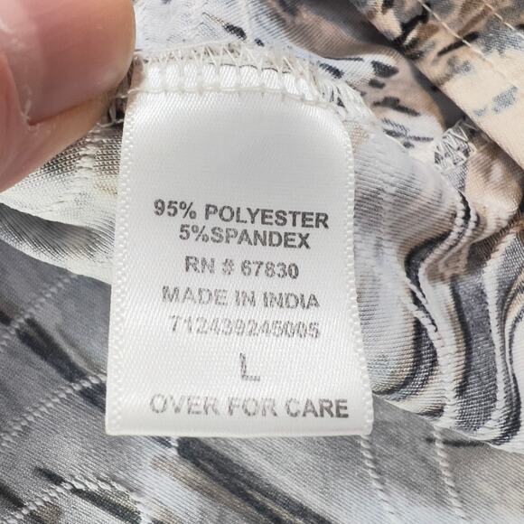 Cathy Blouse Woman LJewel Neck 3/4 Sleeve Blue Brown Black Textured Fabric - Picture 6 of 11